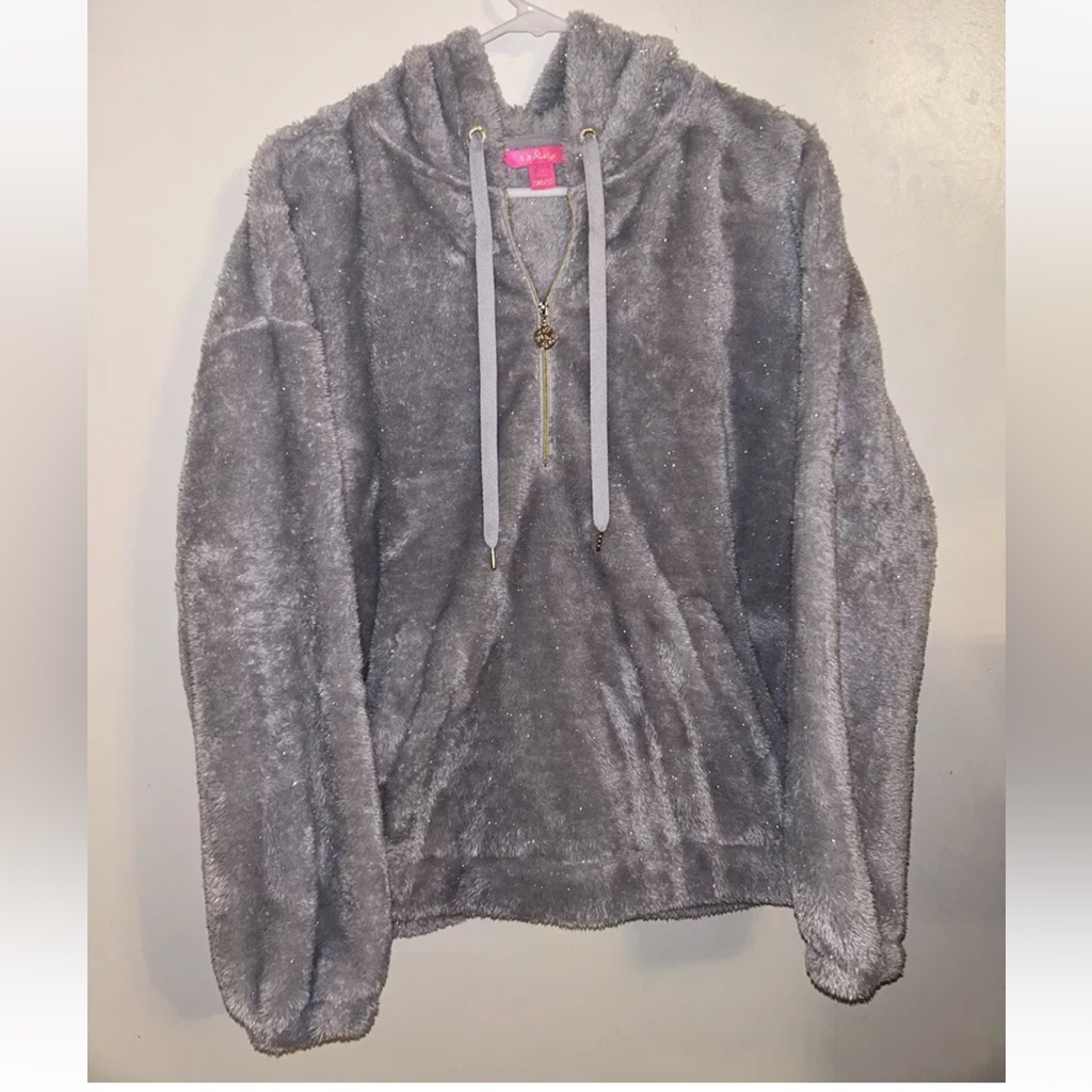 Lilly Pulitzer Nwot Gray Sherpa Half-Zip Jacket Size Small